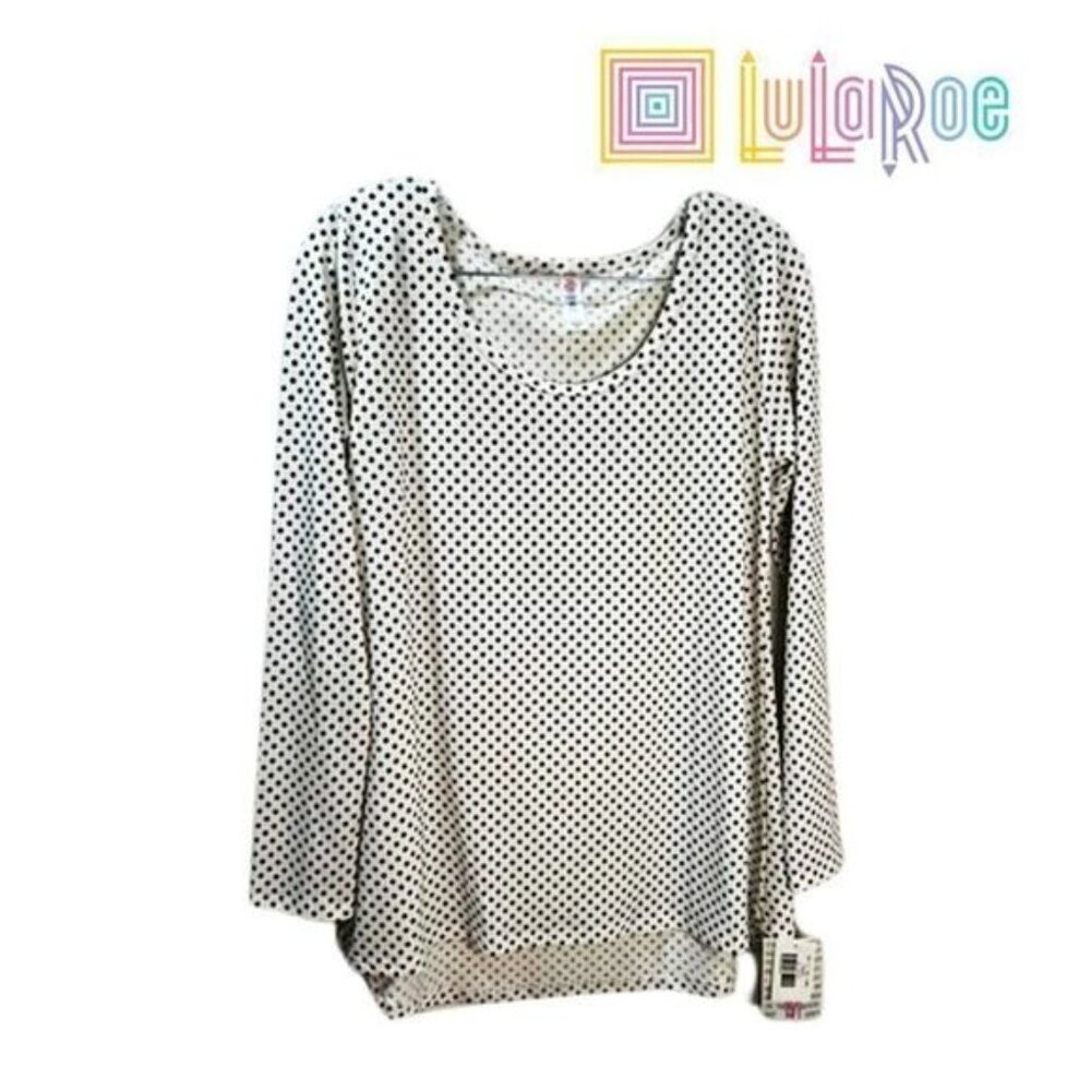LullaRoe Women's Long Sleeve High Low Hem Casual Scoop‎ Neck Polka Dots Top